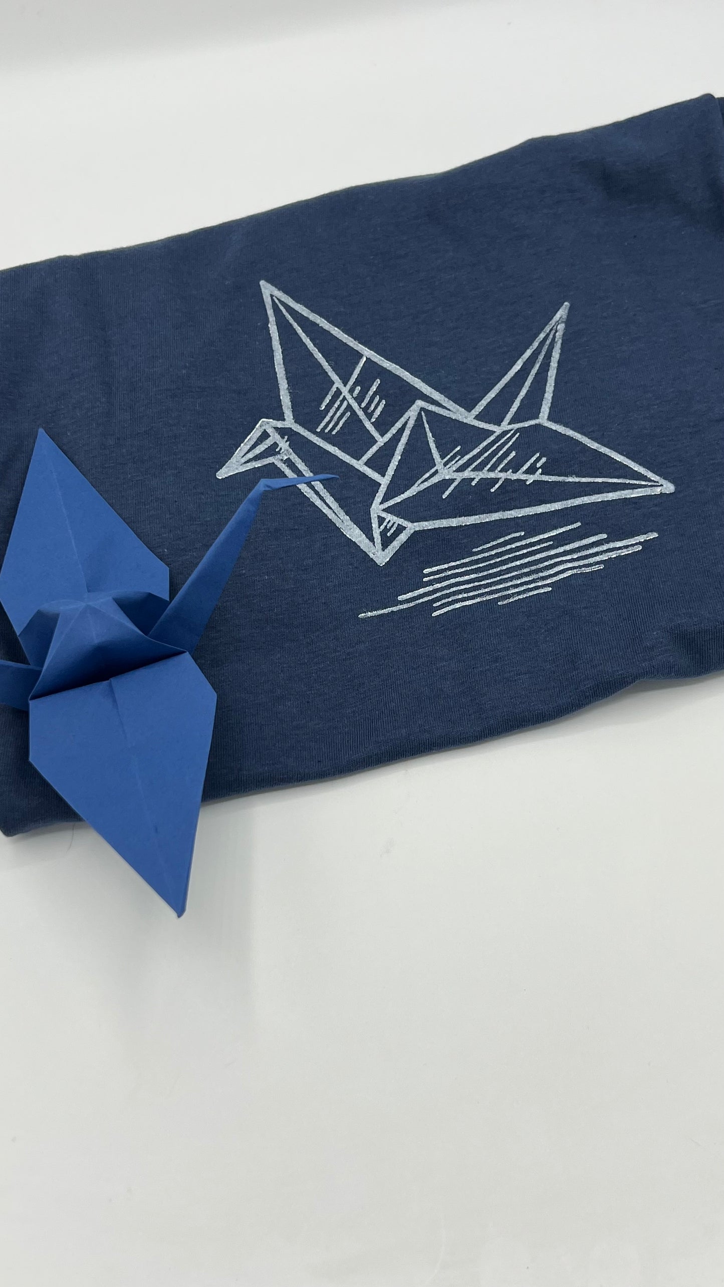 T-shirt con stampa artigianale "Gru" porta fortuna Origami - ADULTI Unisex