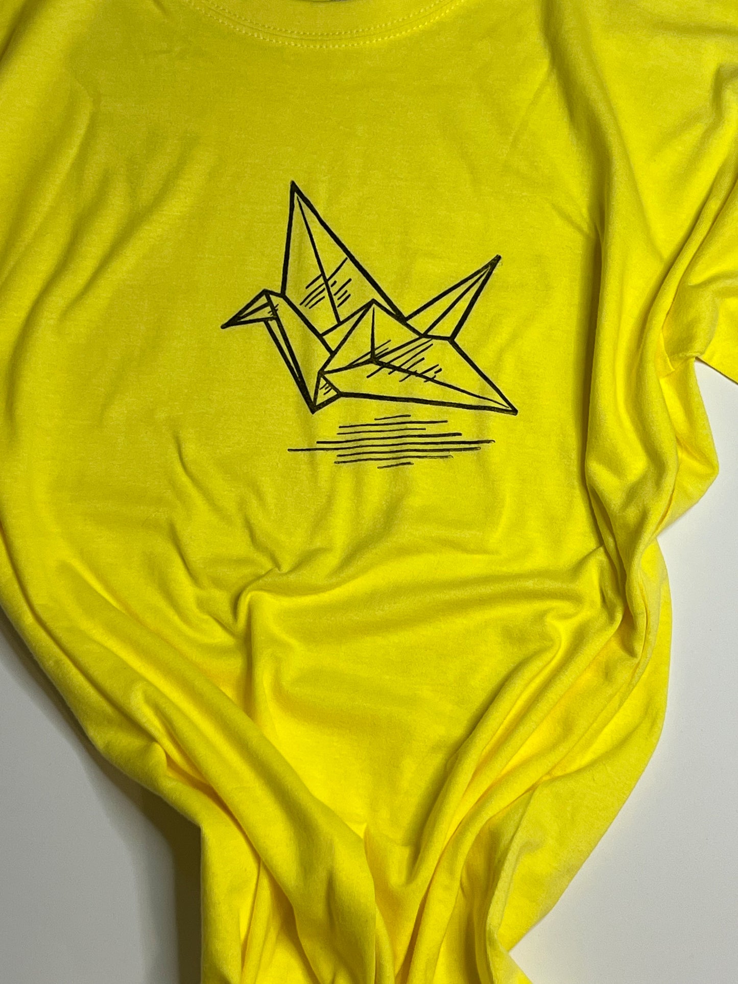 T-shirt con stampa artigianale "Gru" porta fortuna Origami - ADULTI Unisex