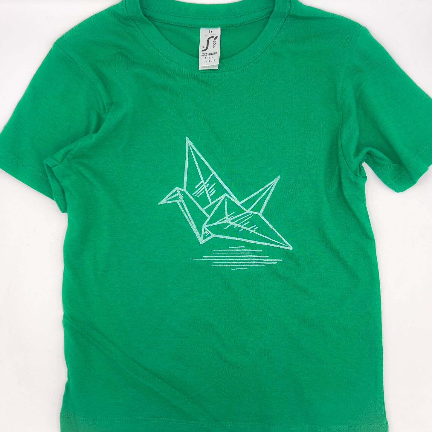 T-shirt con stampa artigianale "Gru" porta fortuna Origami - ADULTI Unisex