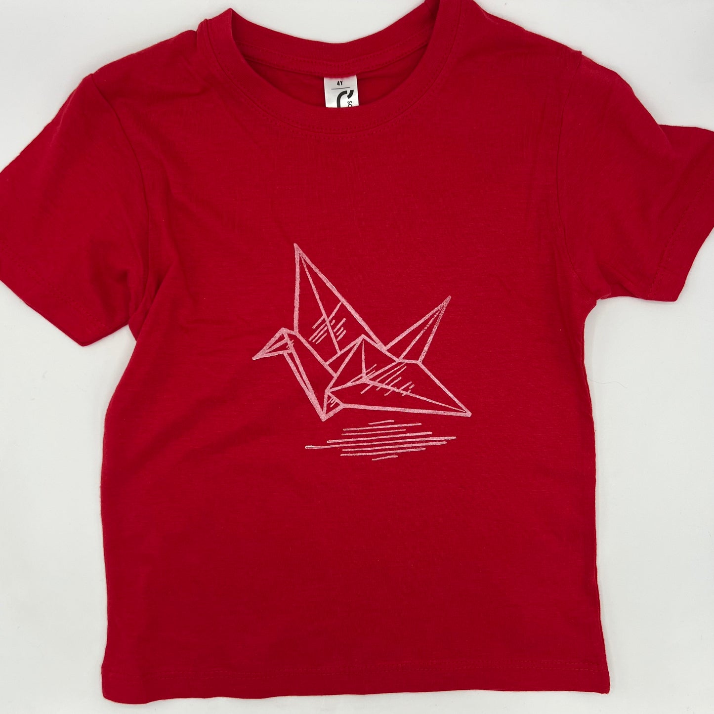T-shirt con stampa artigianale "Gru" porta fortuna Origami - BAMBINI Unisex