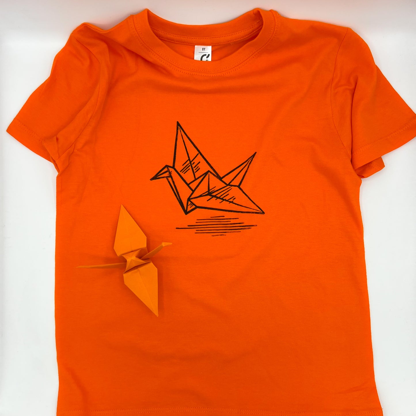 T-shirt con stampa artigianale "Gru" porta fortuna Origami - BAMBINI Unisex
