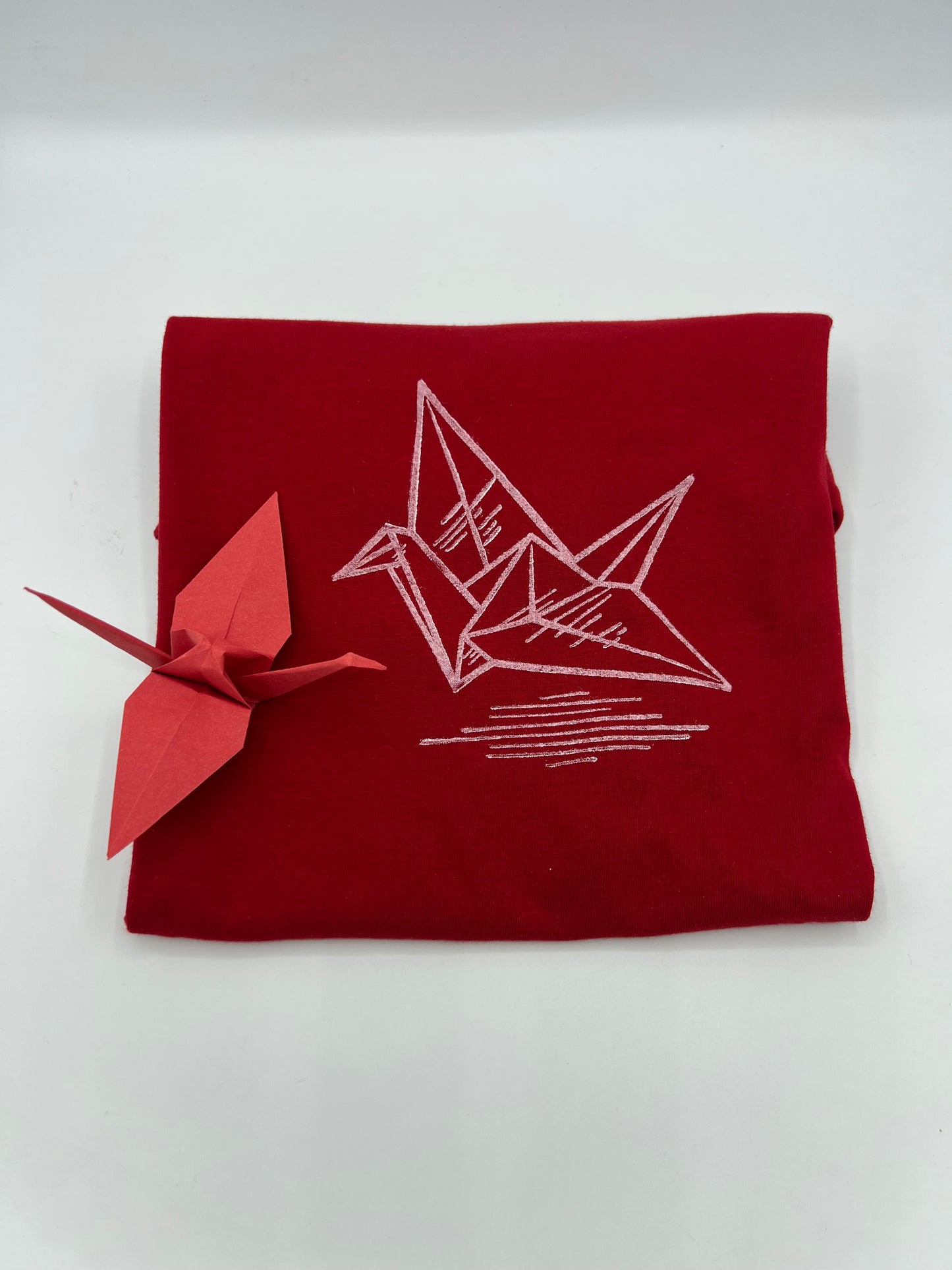 T-shirt con stampa artigianale "Gru" porta fortuna Origami - ADULTI Unisex