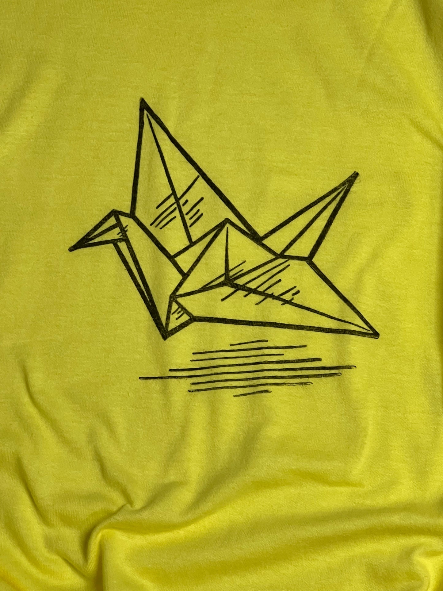 T-shirt con stampa artigianale "Gru" porta fortuna Origami - ADULTI Unisex