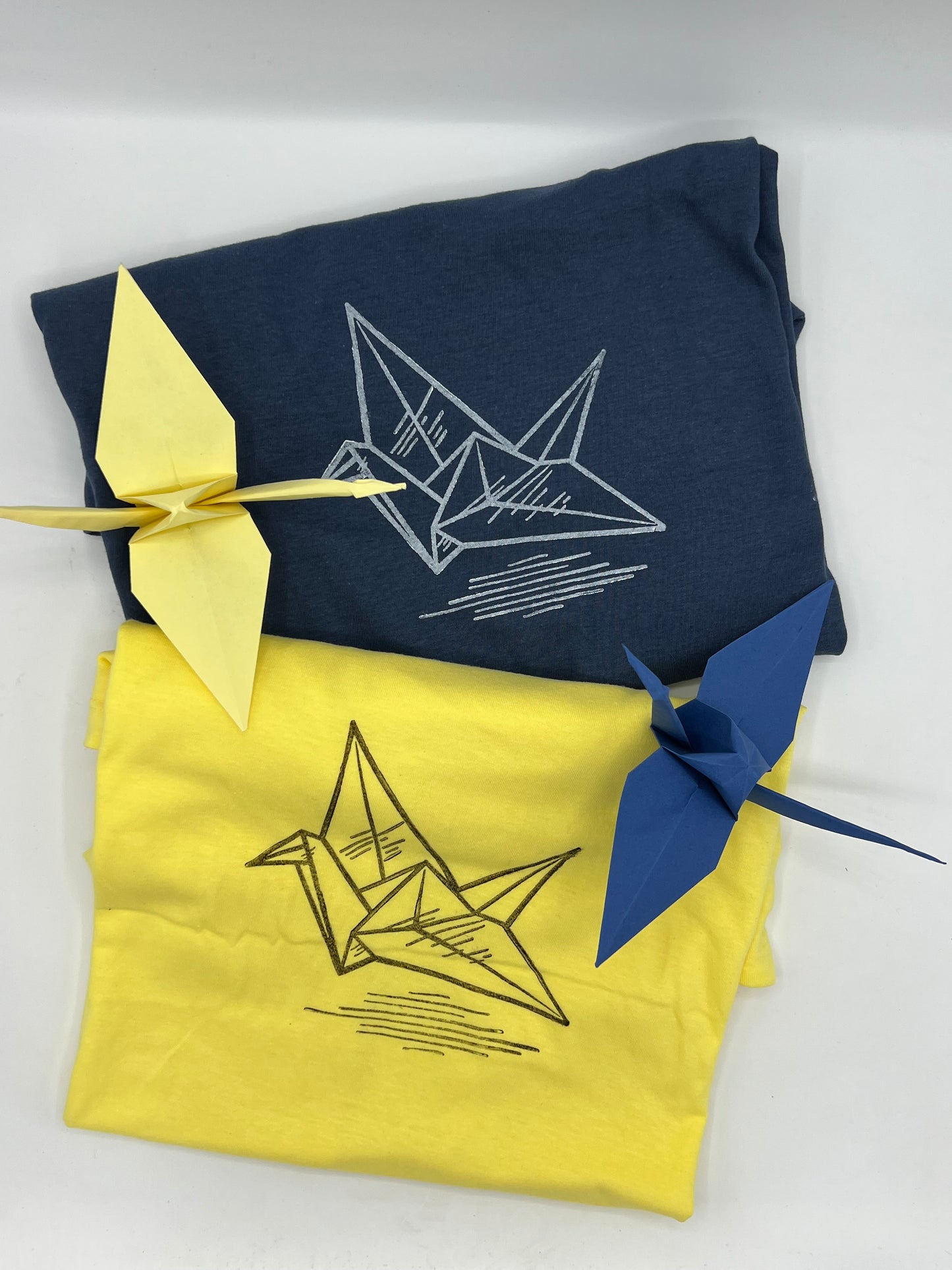 T-shirt con stampa artigianale "Gru" porta fortuna Origami - ADULTI Unisex