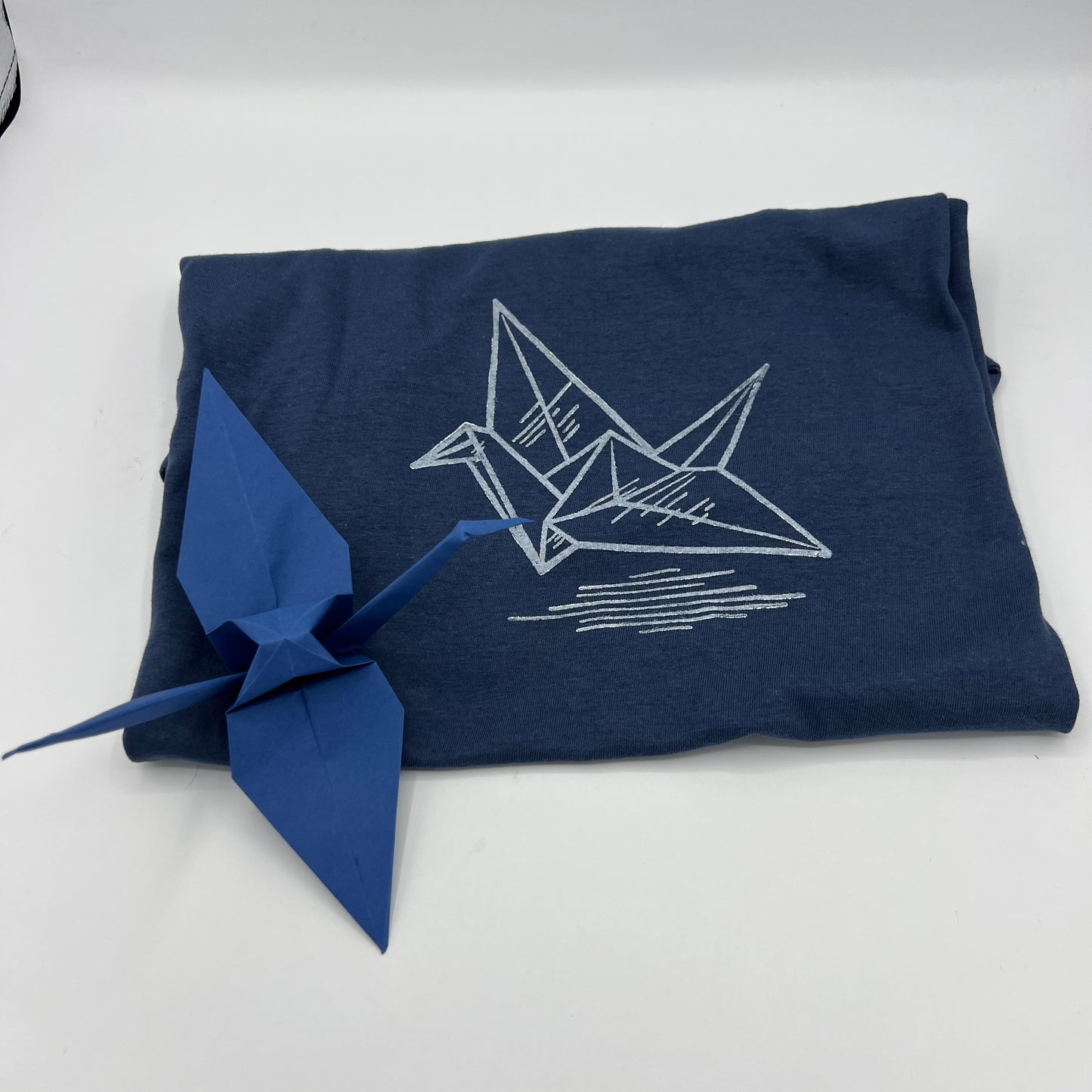 T-shirt con stampa artigianale "Gru" porta fortuna Origami - ADULTI Unisex
