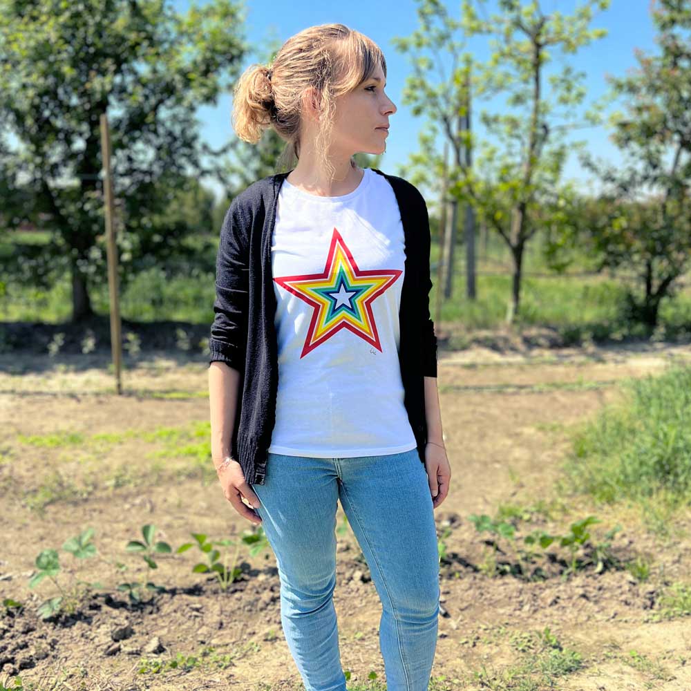 T-shirt Donna Stella Arcobaleno