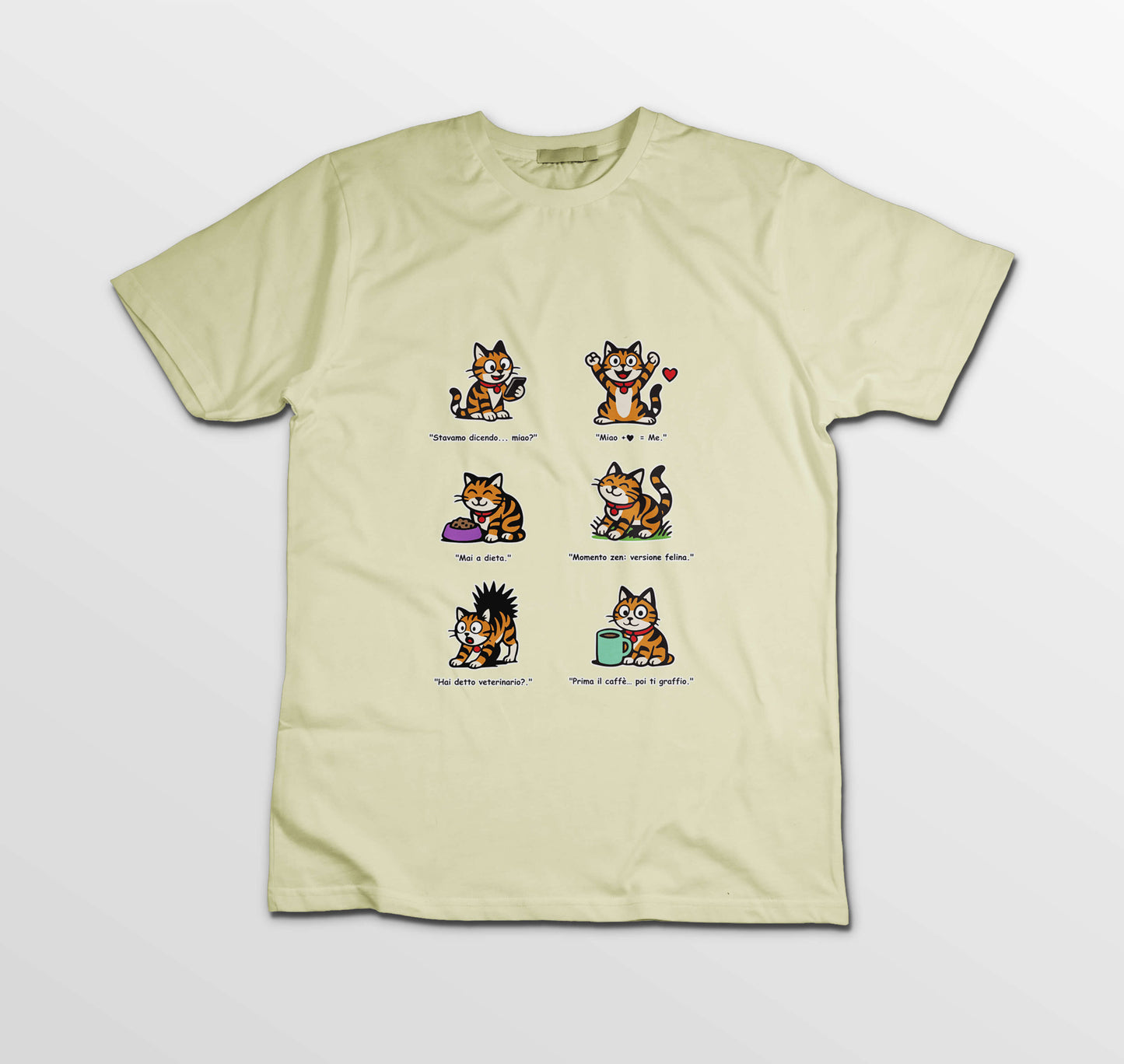 T-shirt Rosetta – 6 pose feline versione 3 - Adulti Unisex