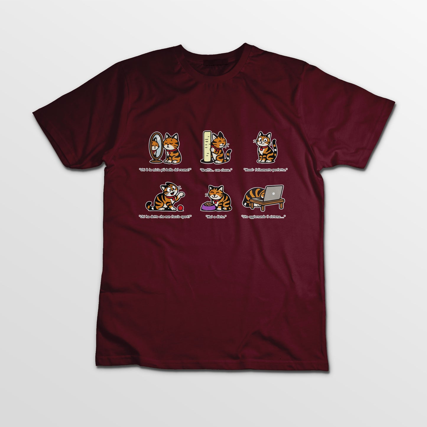 T-shirt Rosetta – 6 pose feline orizzontale - Adulti Unisex
