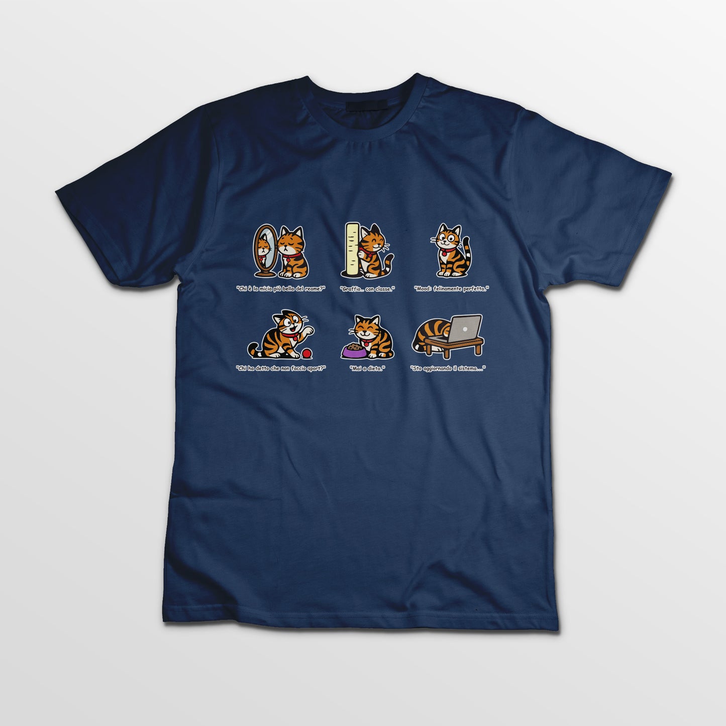 T-shirt Rosetta – 6 pose feline orizzontale - Adulti Unisex