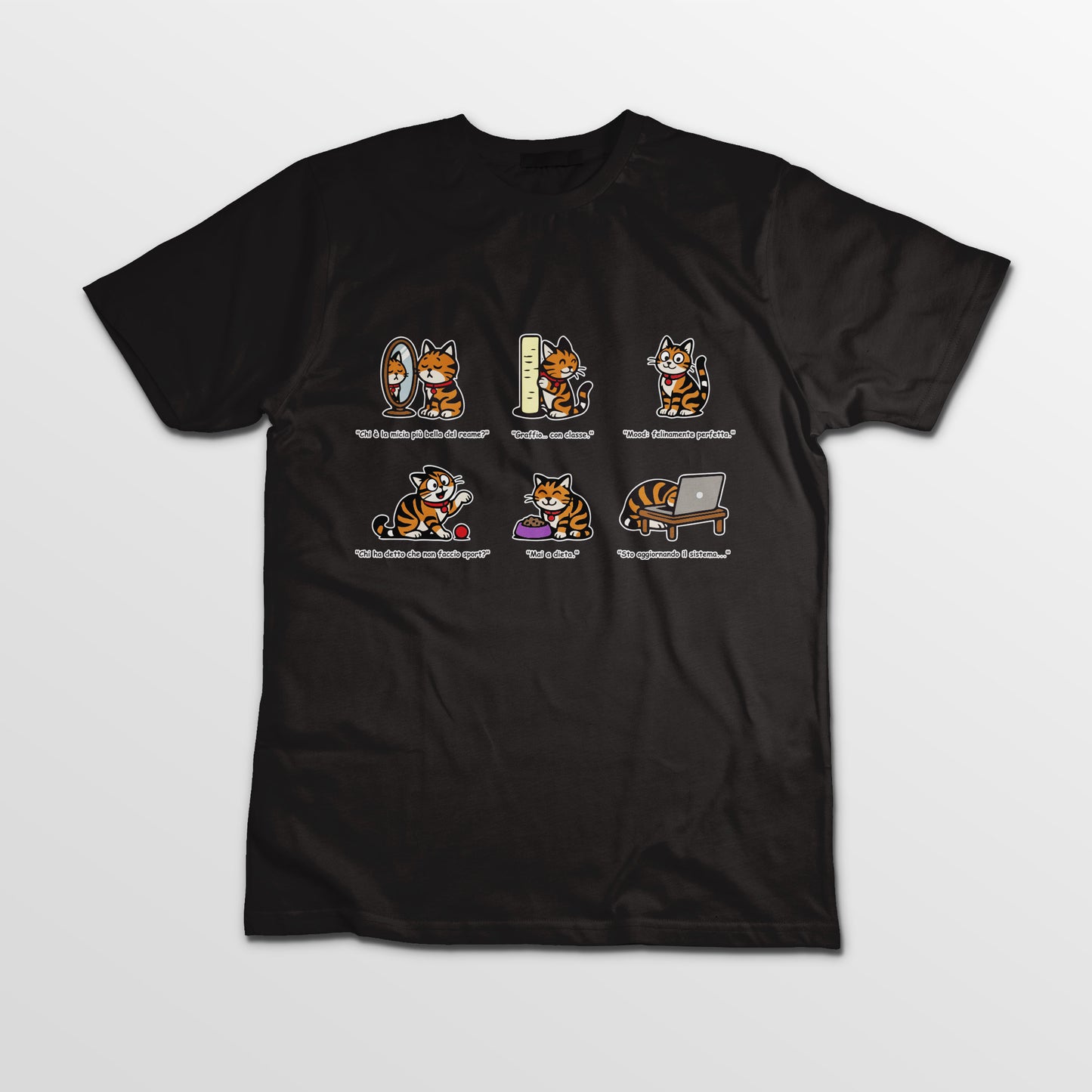 T-shirt Rosetta – 6 pose feline orizzontale - Adulti Unisex