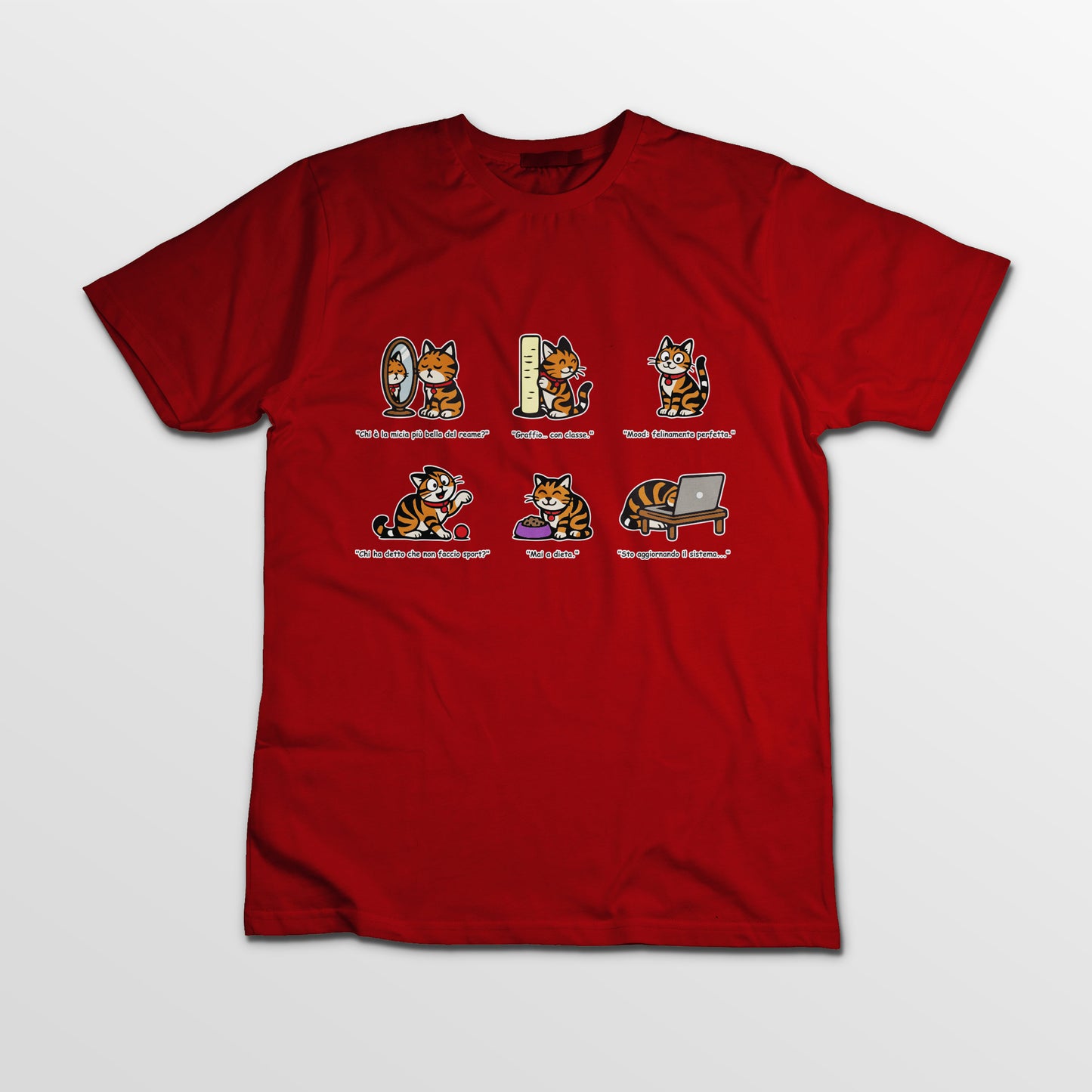 T-shirt Rosetta – 6 pose feline orizzontale - Adulti Unisex