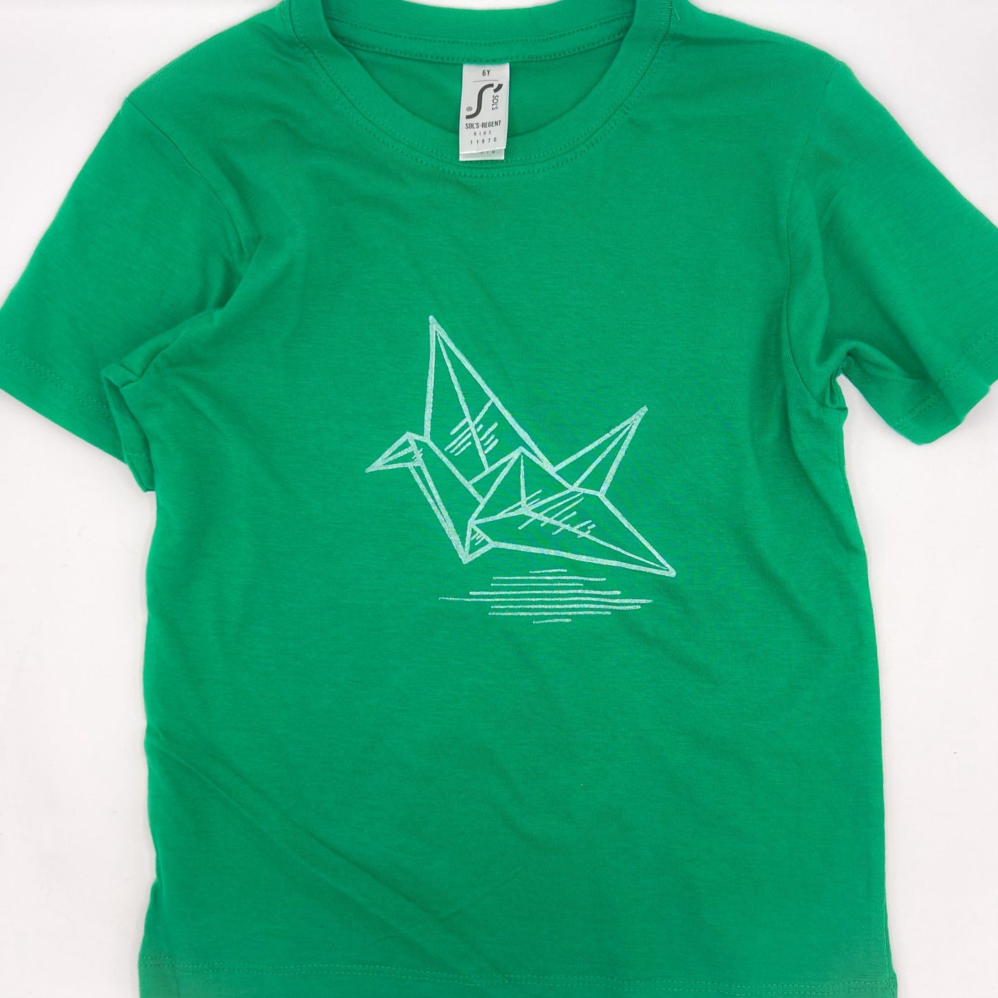 T-shirt con stampa artigianale "Gru" porta fortuna Origami - ADULTI Unisex