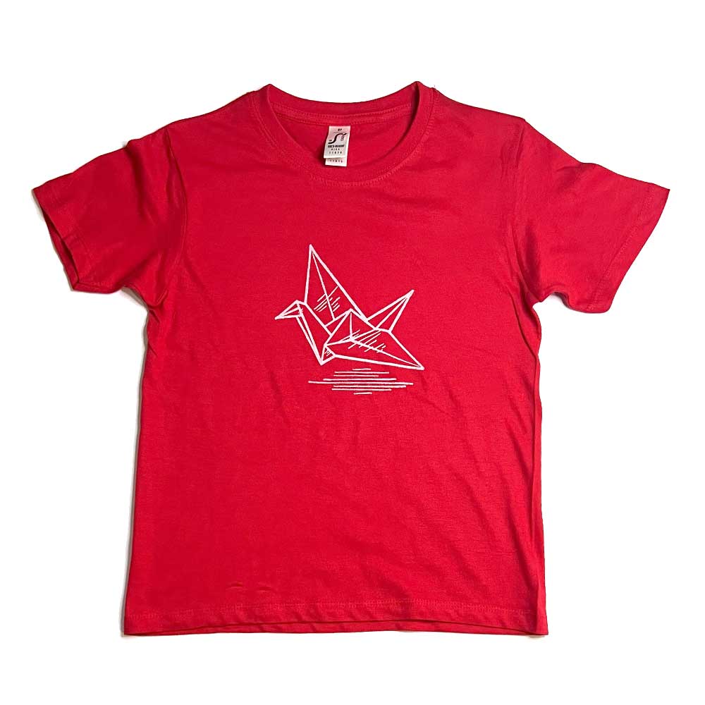 T-shirt con stampa artigianale "Gru" porta fortuna Origami - BAMBINI Unisex