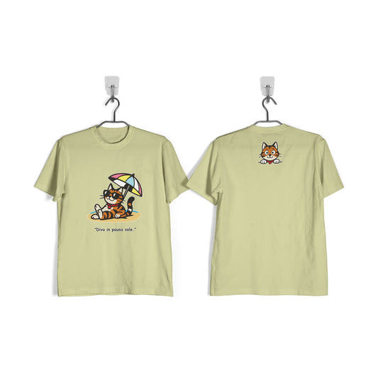 T-shirt Mood Diva | Gatta al mare sotto l’ombrellone - Adulti Unisex