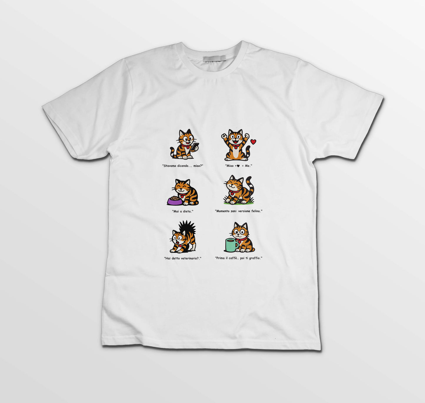 T-shirt Rosetta – 6 pose feline versione 3 - Adulti Unisex