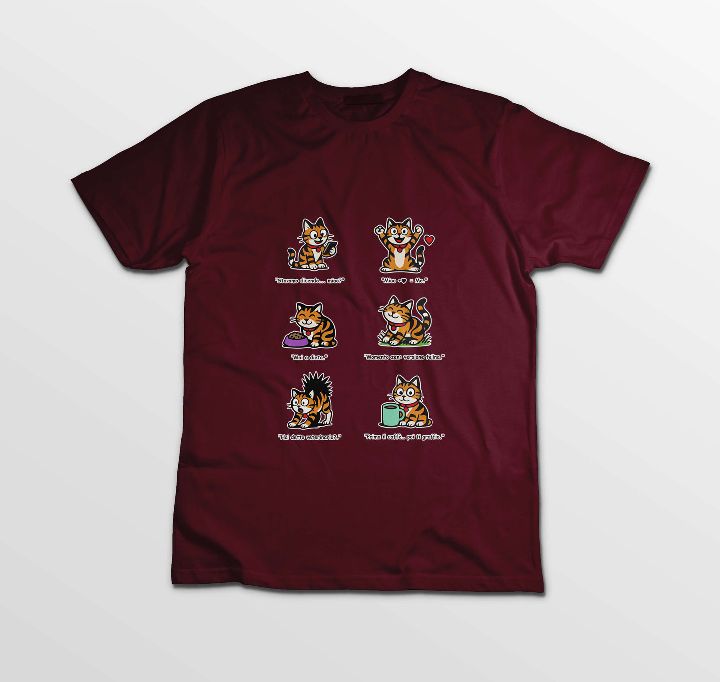 T-shirt Rosetta – 6 pose feline versione 3 - Adulti Unisex