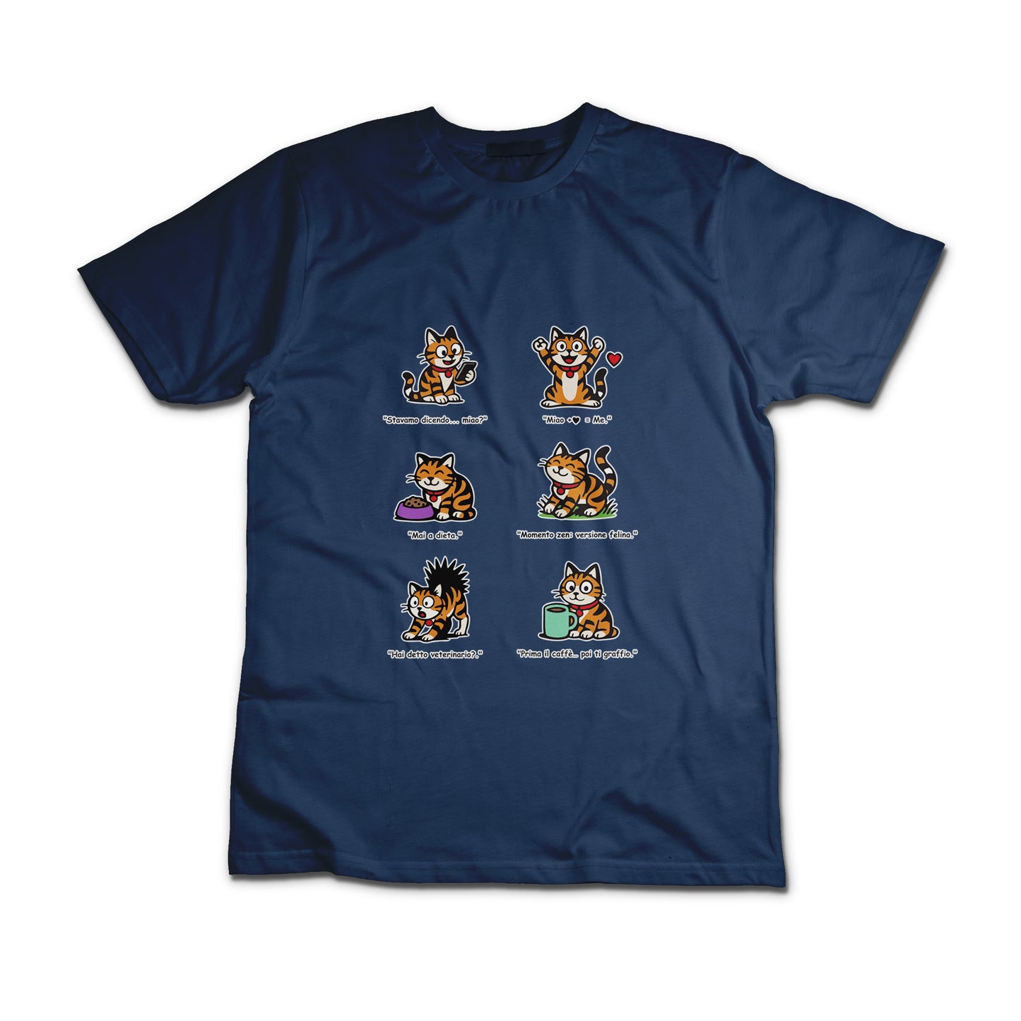 T-shirt Rosetta – 6 pose feline versione 3 - Adulti Unisex