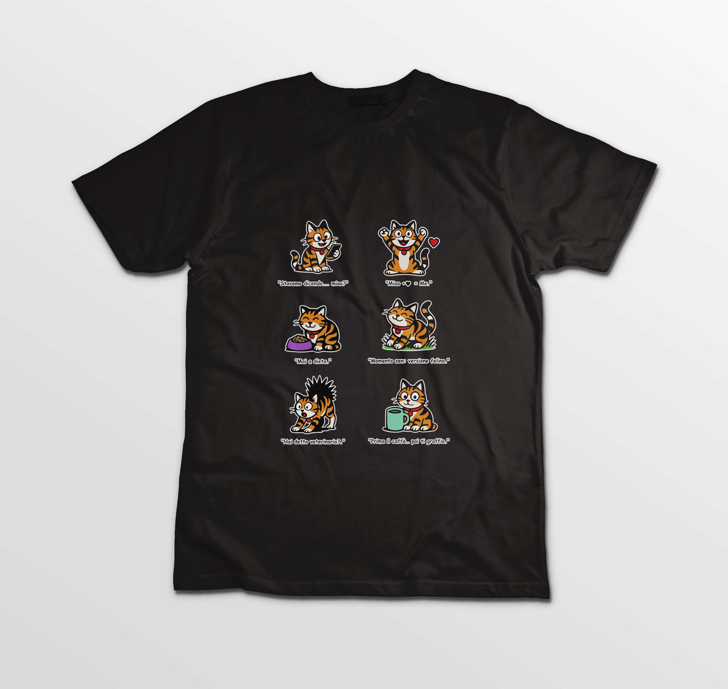 T-shirt Rosetta – 6 pose feline versione 3 - Adulti Unisex